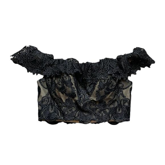 NWT ELLIE WILDE by MON CHERI Two Piece Dress EW118156 Black Nude Size 10 - Picture 4 of 16